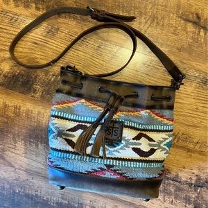 STS Ranchwear Drawstring Leather Tribal Crossbody Purse